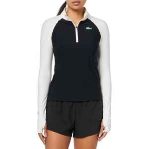 imageLacoste x Bandier Womens Pro Fleece QuarterZip TopBlackCream