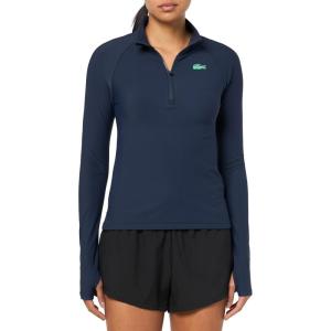 imageLacoste x Bandier Womens Pro Fleece QuarterZip TopNavy BlueNavy Blue
