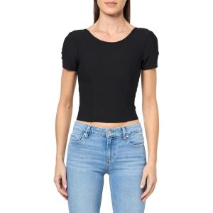 imageLacoste x Bandier Womens Rib Short Sleeve Bra TopBlack