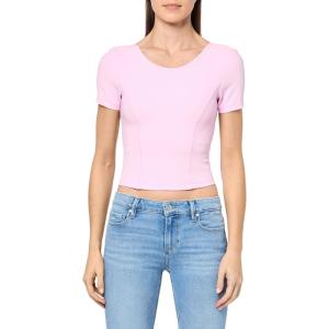 imageLacoste x Bandier Womens Rib Short Sleeve Bra TopLight Pink