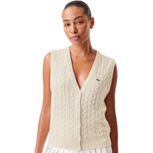imageLacoste x Bandier Womens Sleeveless Cashmere CardiganCream