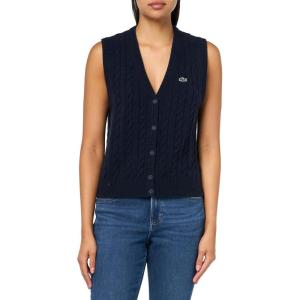 imageLacoste x Bandier Womens Sleeveless Cashmere CardiganNavy Blue