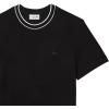 imageLacoste Mens Crew Neck Short Sleeve Regular Fit Classic TShirtBlack Striped Collar