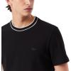 imageLacoste Mens Crew Neck Short Sleeve Regular Fit Classic TShirtBlack Striped Collar