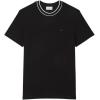 imageLacoste Mens Crew Neck Short Sleeve Regular Fit Classic TShirtBlack Striped Collar