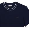 imageLacoste Mens Crew Neck Short Sleeve Regular Fit Classic TShirtNavy Blue Striped Collar