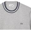 imageLacoste Mens Crew Neck Short Sleeve Regular Fit Classic TShirtSilver Chine Striped Collar
