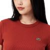 imageLacoste Womens Slim Fit Ribbed Cotton TShirtIberis Red