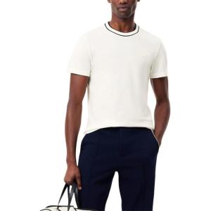 imageLacoste Mens Crew Neck Short Sleeve Regular Fit Classic TShirtFlour Striped Collar