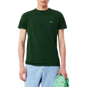 imageLacoste Mens Crew Neck Short Sleeve Regular Fit Classic TShirtForest Green