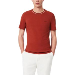 imageLacoste Mens Crew Neck Short Sleeve Regular Fit Classic TShirtIberis Striped Collar