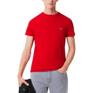 imageLacoste Mens Crew Neck Short Sleeve Regular Fit Classic TShirtRed Bright