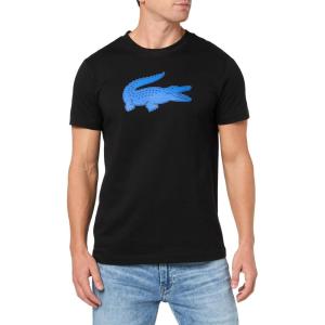 imageLacoste Mens Ultra Dry XXL Logo Sport TShirtBlackLadigue Blue