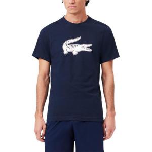imageLacoste Mens Ultra Dry XXL Logo Sport TShirtNavy BlueWhite