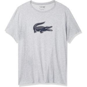 imageLacoste Mens Ultra Dry XXL Logo Sport TShirtSilver ChineNavy Blue