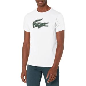 imageLacoste Mens Ultra Dry XXL Logo Sport TShirtWhiteGreen