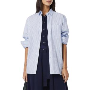 imageLacoste Womens Oversized Popeline Long Sleeve ShirtGypsy BlueWhite