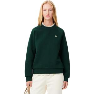 imageLacoste Womens Regular Fit Double Face Piqu Crew Neck SweatshirtForest Green