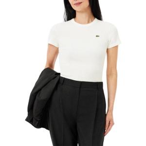 imageLacoste Womens Slim Fit Ribbed Cotton TShirtFlour