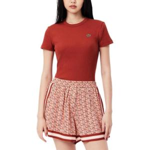 imageLacoste Womens Slim Fit Ribbed Cotton TShirtIberis Red