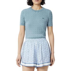 imageLacoste Womens Washed Effect Cable Knit SweaterDusty Blue