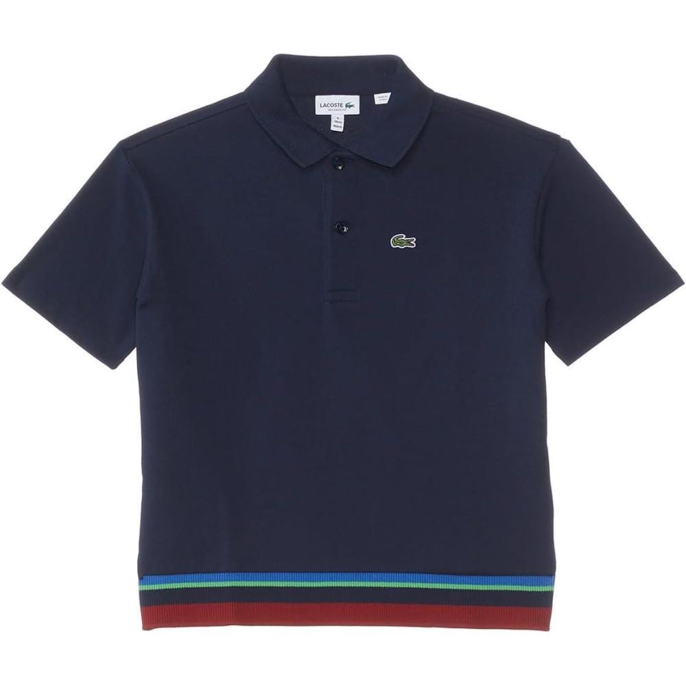 imageLacoste Boys Oversized Short Sleeve Color Blocked Polo ShirtNavy BlueMulticolor