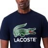 imageLacoste Mens Crew Neck Short Sleeve Regular Fit Branding TShirtNavy Blue