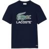 imageLacoste Mens Crew Neck Short Sleeve Regular Fit Branding TShirtNavy Blue