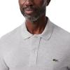 imageLacoste Mens Slim Fit L1212 Short Sleeve Pique Polo ShirtSilverGrey Chine