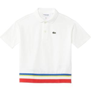 imageLacoste Boys Oversized Short Sleeve Color Blocked Polo ShirtCake Flour WhitePrint