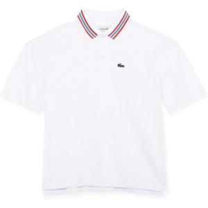 imageLacoste Boys Short Sleeve Relaxedfit Graphic Polo ShirtWhiteMultico