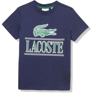 imageLacoste Kids Short Sleeve Crewneck Large Front Croc Graphic TeeshrtNavy Blue