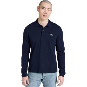 imageLacoste Mens Classic Long Sleeve Pique Polo ShirtNavy Blue
