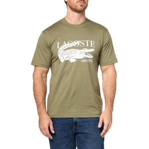 imageLacoste Mens Crew Neck Short Sleeve Classic Fit Branding TShirtKhaki