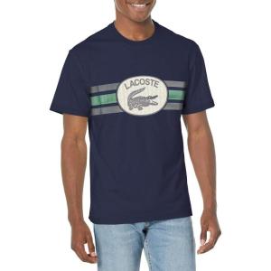 imageLacoste Mens Crew Neck Short Sleeve Classic Fit Branding TShirtMarine