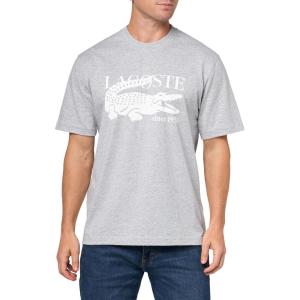 imageLacoste Mens Crew Neck Short Sleeve Classic Fit Branding TShirtSilver Chine