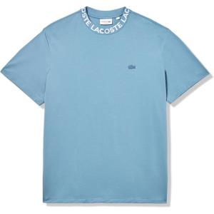 imageLacoste Mens Crew Neck Short Sleeve Regular Fit Branding TShirtLimestone