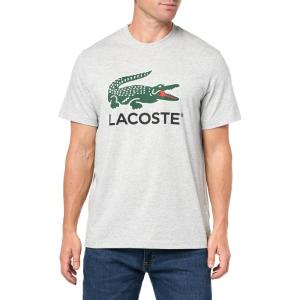 imageLacoste Mens Crew Neck Short Sleeve Regular Fit Branding TShirtSilver Chine