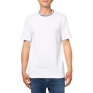 imageLacoste Mens Crew Neck Short Sleeve Regular Fit Branding TShirtWhite