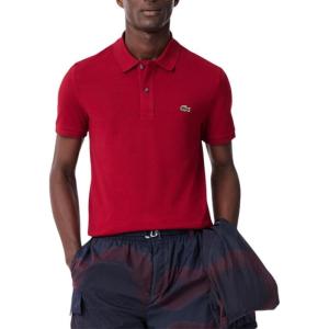 imageLacoste Mens Slim Fit L1212 Short Sleeve Pique Polo ShirtBordeaux