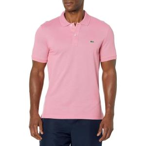 imageLacoste Mens Slim Fit L1212 Short Sleeve Pique Polo ShirtReseda Pink