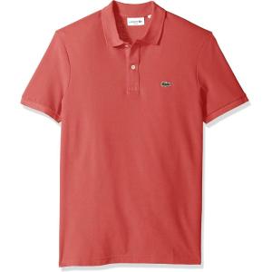imageLacoste Mens Slim Fit L1212 Short Sleeve Pique Polo ShirtSierra Red