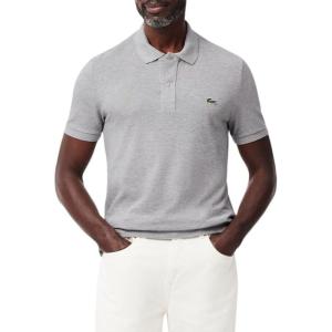 imageLacoste Mens Slim Fit L1212 Short Sleeve Pique Polo ShirtSilverGrey Chine