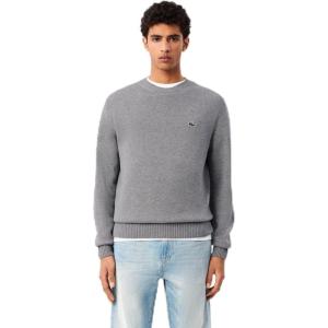 imageLacoste Mens Carded Wool Crew Neck SweaterSilver Chine