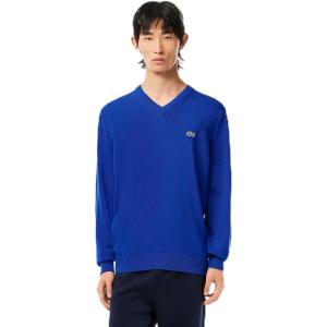 imageLacoste Mens Core Collection Regular Fit VNeck Long Sleeve Classic SweaterCobalt