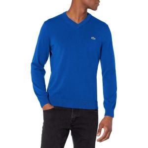imageLacoste Mens Long Sleeve Regular Fit Vneck Organic Cotton SweaterLazuli