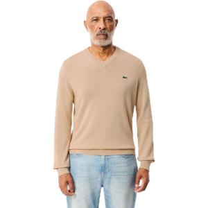 imageLacoste Mens Long Sleeve Regular Fit Vneck Organic Cotton SweaterViennese