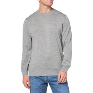 imageLacoste Mens Merino Wool Monochrome Crew Neck SweaterHeather Agate