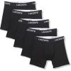 imageLacoste Mens Cotton Stretch Essentials Boxer Briefs 7PackBlack With Black Waistbands New