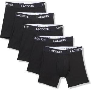 imageLacoste Mens Cotton Stretch Essentials Boxer Briefs 7PackBlack With Black Waistbands New